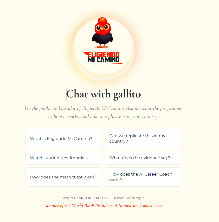 Gallito virtual assistant for Eligiendo Mi Camino